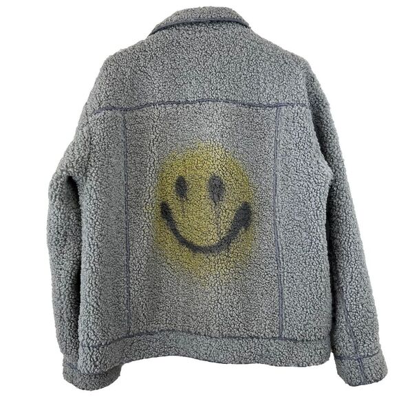 Smiley Sherpa Jacket Cashmere Rabbit Hair Men's Small (fits loose) - Picture 3 of 16